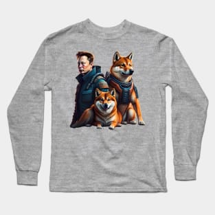 ELON MUSK ON MARS - DOGECOIN - SHIBA INU Long Sleeve T-Shirt